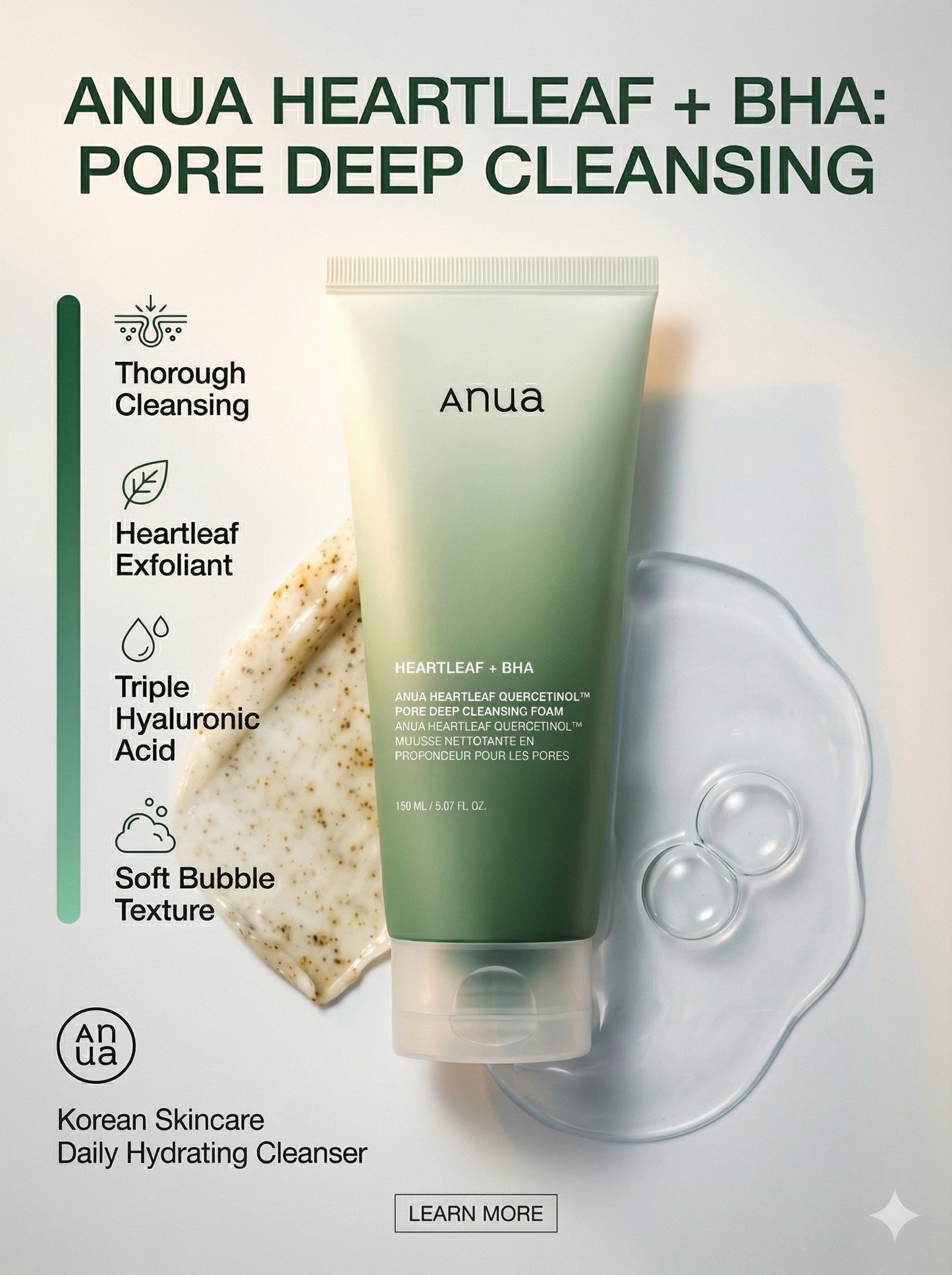 Anua Heartleaf Quercetinol Pore Deep Cleansing Foam 150 ml / 25ml